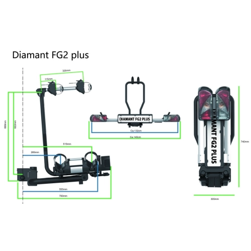 Bagażnik platforma na 2 rowery PROUSER Diamant FG2+ | składany